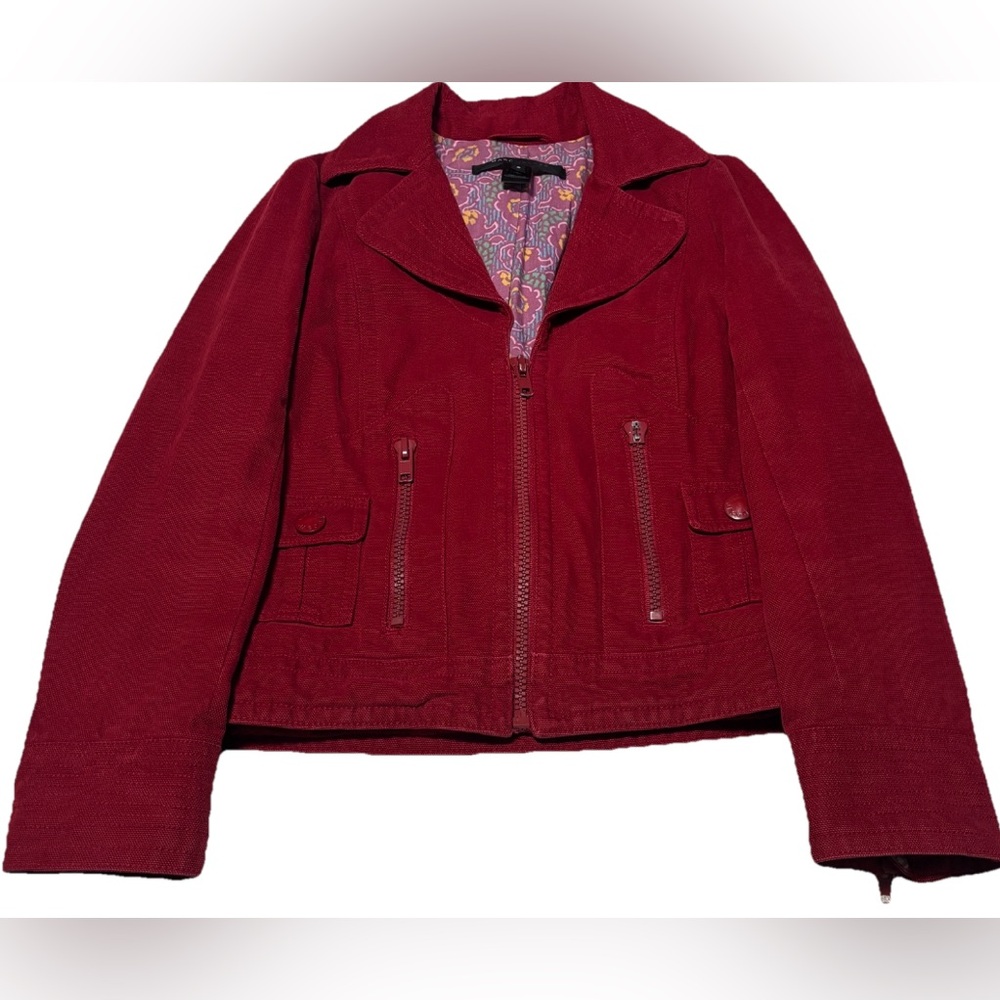 Marc Jacobs Jacket Denim Red Multi Zippers Women's Size 2